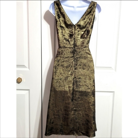 Bailey 44 Gold Sophia Dress Pleated Crushed Bronze Velvet Sleeveless V-n… - Picture 7 of 7